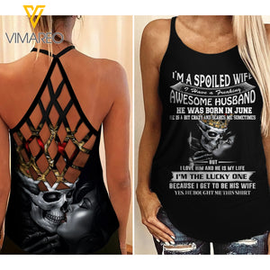 June husband Criss-Cross Open Back Camisole Tank Top ZA3103
