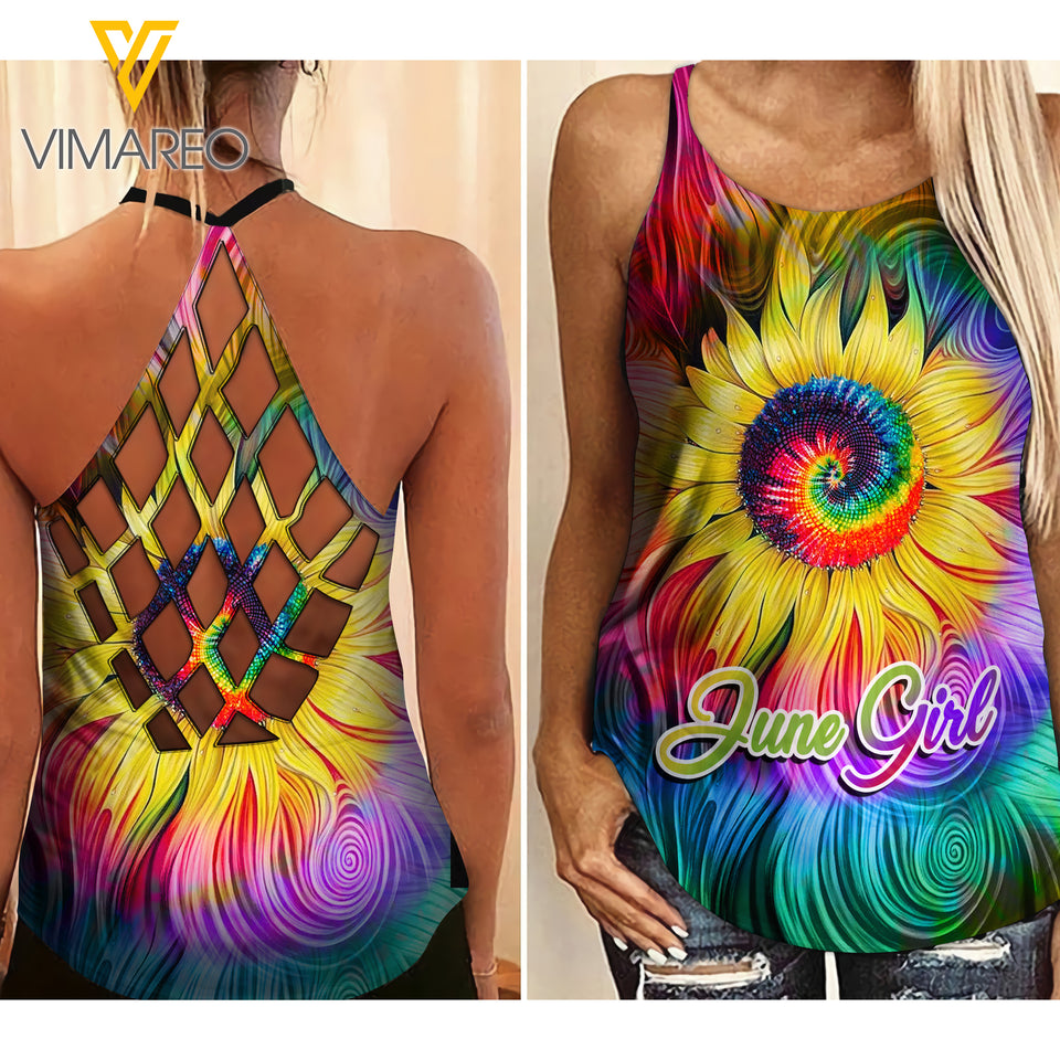 June Girl hippie Criss-Cross Open Back Camisole Tank Top 1603NGBA