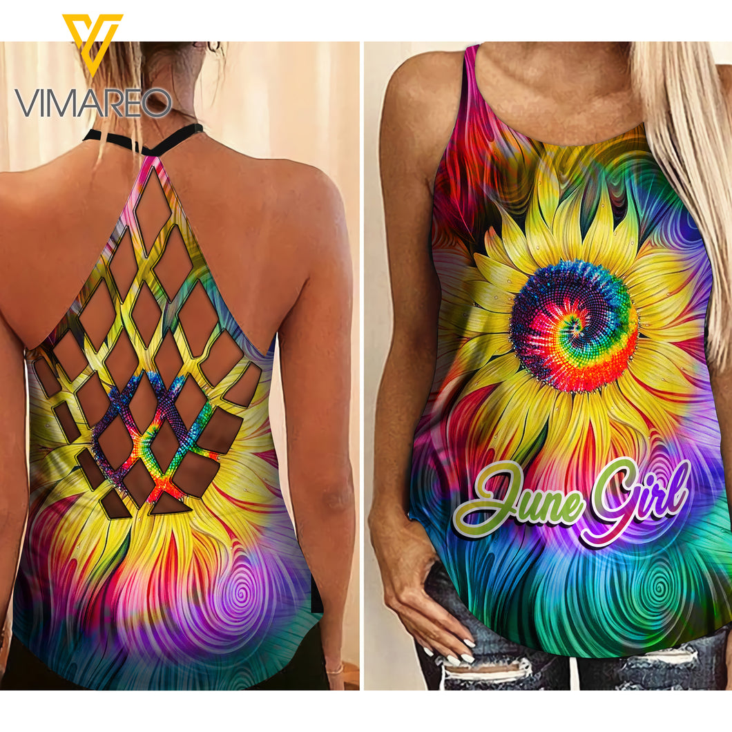 June Girl hippie Criss-Cross Open Back Camisole Tank Top 1603NGBA