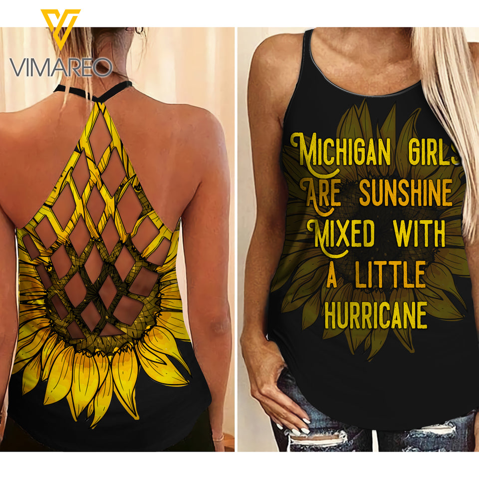 MICHIGAN Girl Criss-Cross Open Back Camisole Tank Top 1903NGBA