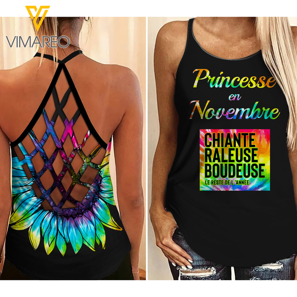 NOVEMBRE Girrl Criss-Cross Open Back Camisole Tank Top APR-MA06