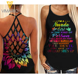 Nevada Girl With Sunflower Criss-Cross Open Back Camisole Tank Top/ Legging