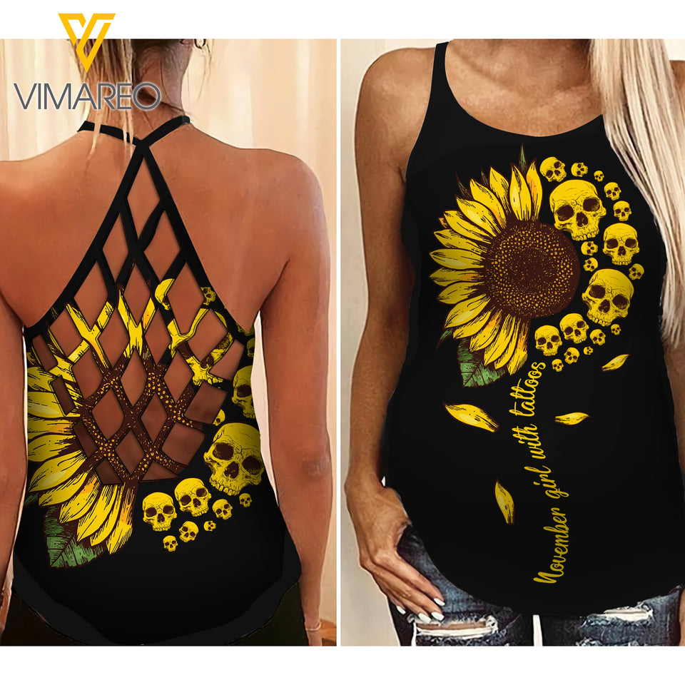 November Girl Criss-Cross Open Back Camisole Tank Top 1303NGBA