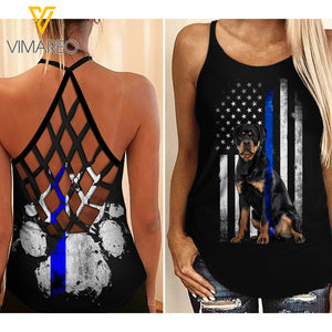 ROTTWEILER DOG CRISS-CROSS OPEN BACK CAMISOLE TANK TOP