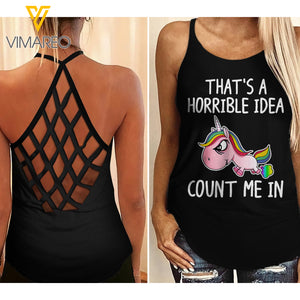 UNICORN Girl Criss-Cross Open Back Camisole Tank Top 1106A