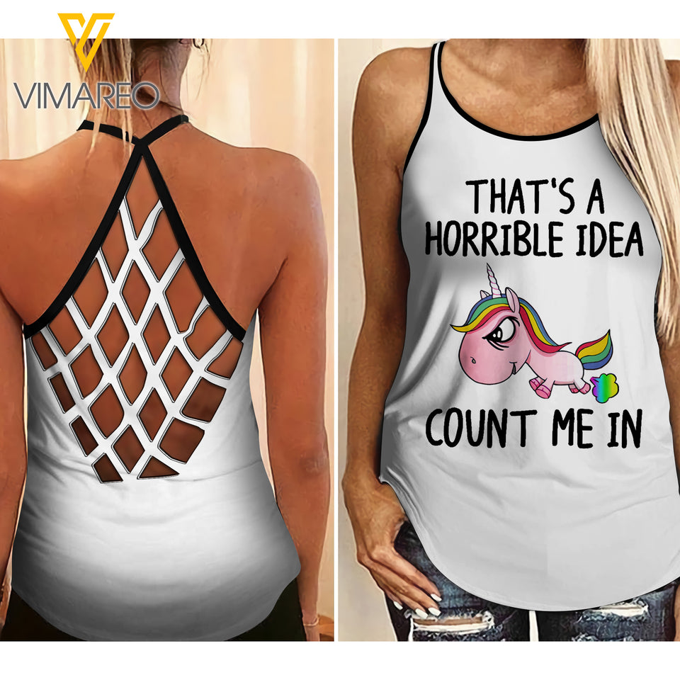 UNICORN Girl Criss-Cross Open Back Camisole Tank Top 1106A