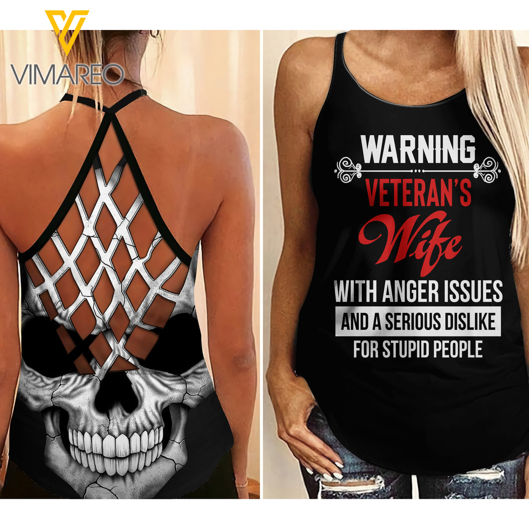 Veteran's wife Cross Open Back Camisole Tank Top