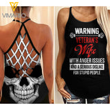 Veteran's wife Cross Open Back Camisole Tank Top