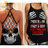 Taken by a Australian soldier Criss-Cross Open Back Camisole Tank Top ZA1703
