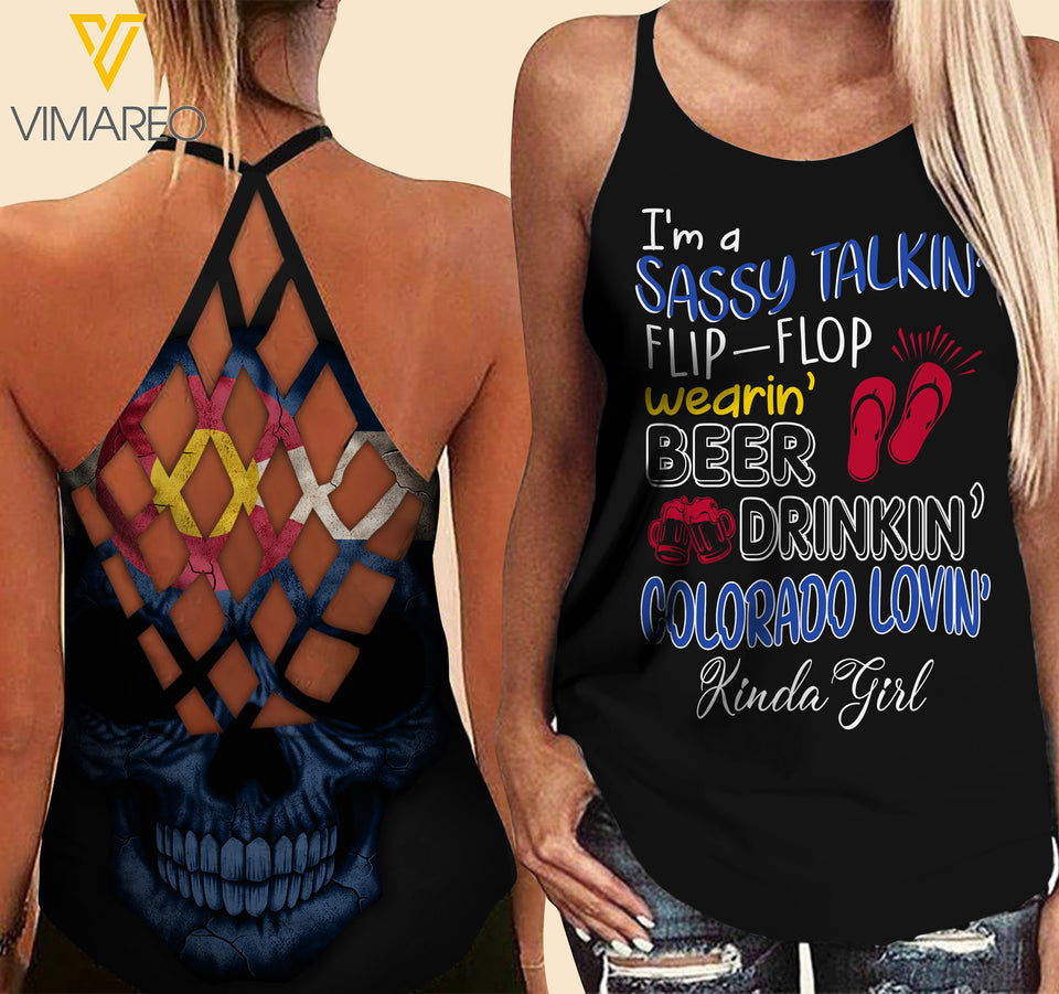Colorado lovein' Kinda girl-Criss-Cross Open Back Camisole Tank Top