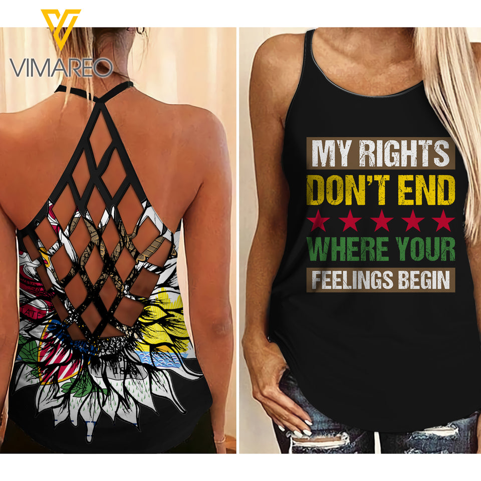 PHN Illinois Girl Criss-Cross Open Back Camisole Tank Top Legging MAR-MA25