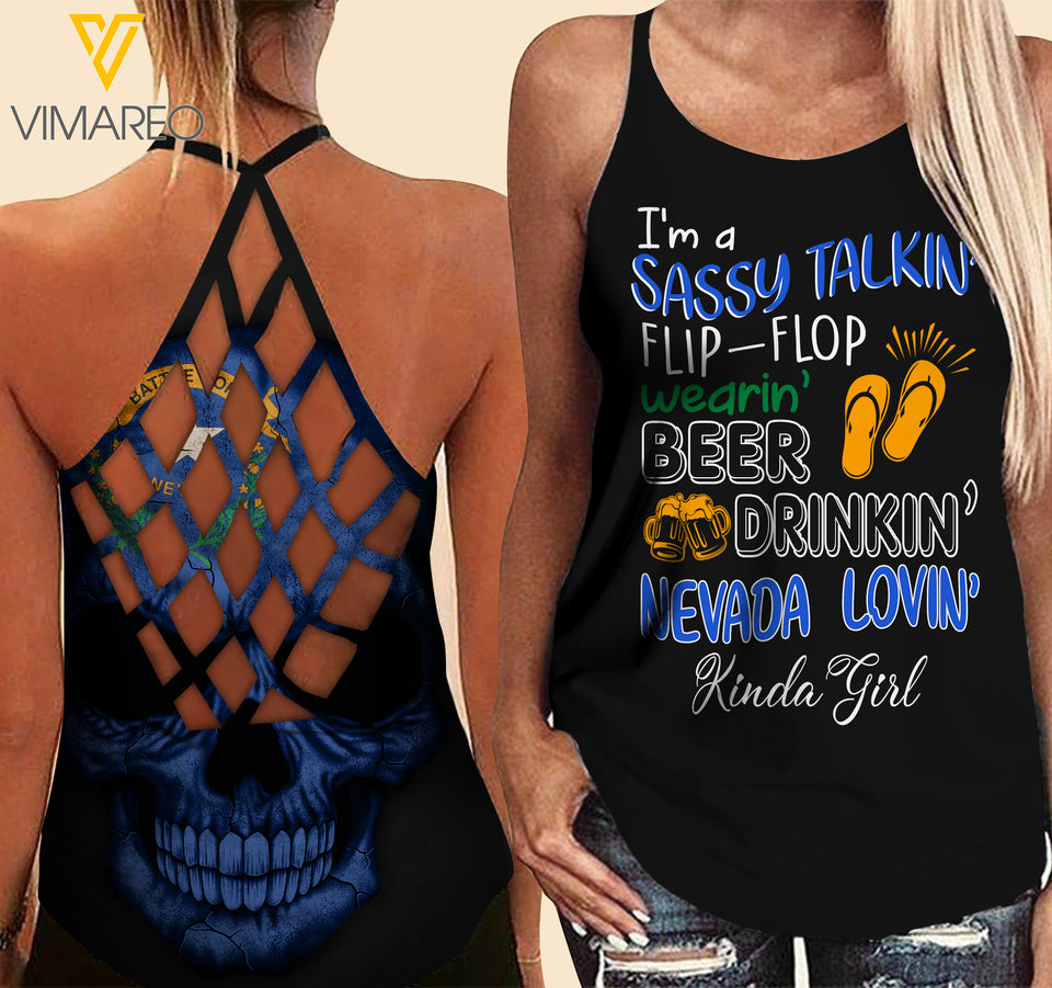 Nevada lovein' Kinda girl-Criss-Cross Open Back Camisole Tank Top