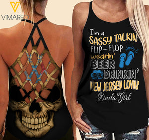 New Jersey lovein' Kinda girl-Criss-Cross Open Back Camisole Tank Top