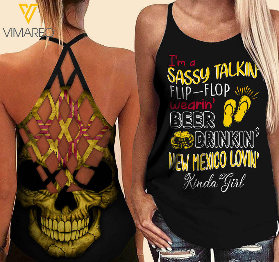 New mexico lovein' Kinda girl-Criss-Cross Open Back Camisole Tank Top