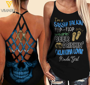Oklahoma lovein' Kinda girl-Criss-Cross Open Back Camisole Tank Top