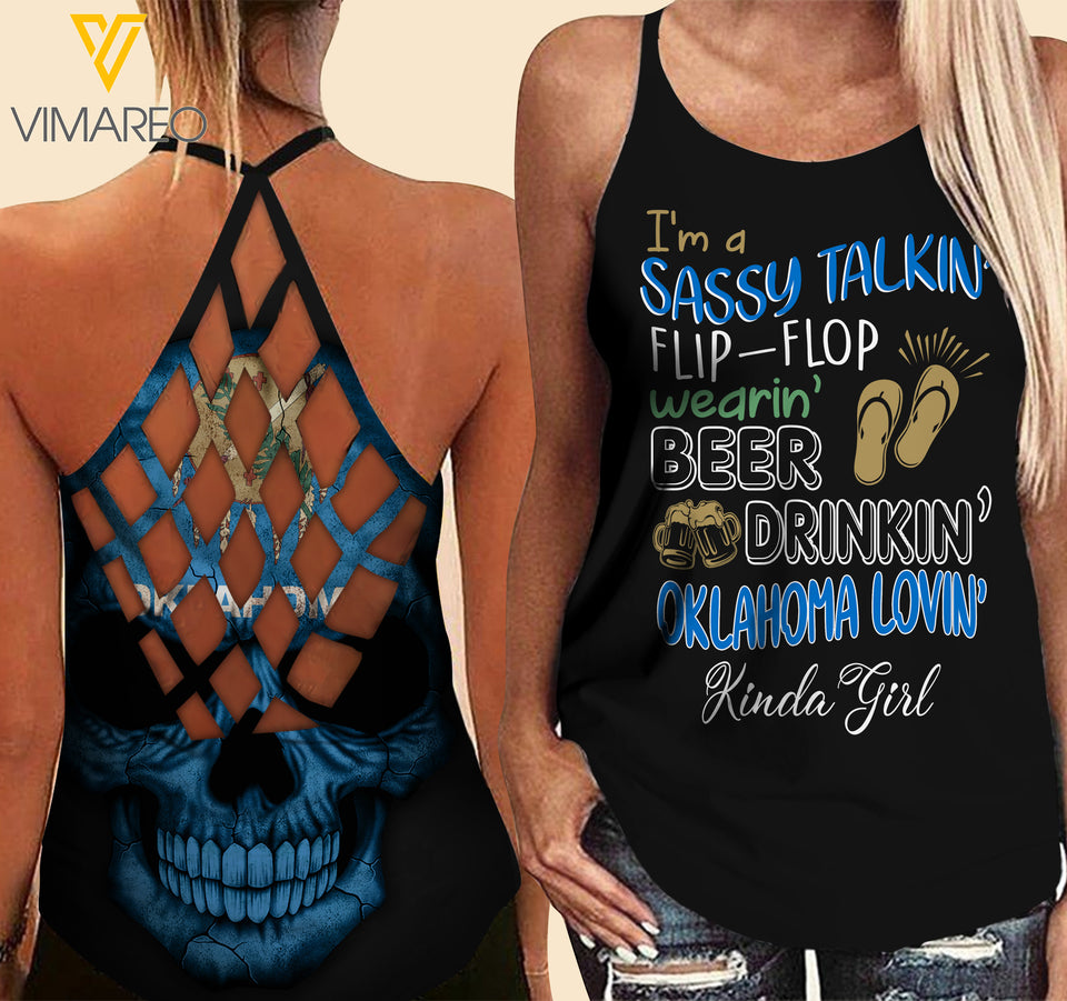 Oklahoma lovein' Kinda girl-Criss-Cross Open Back Camisole Tank Top
