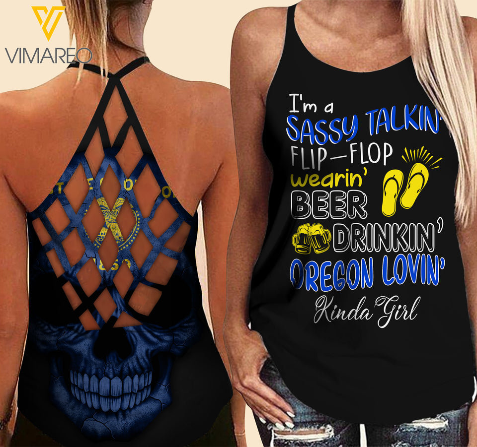 Oregon lovein' Kinda girl-Criss-Cross Open Back Camisole Tank Top