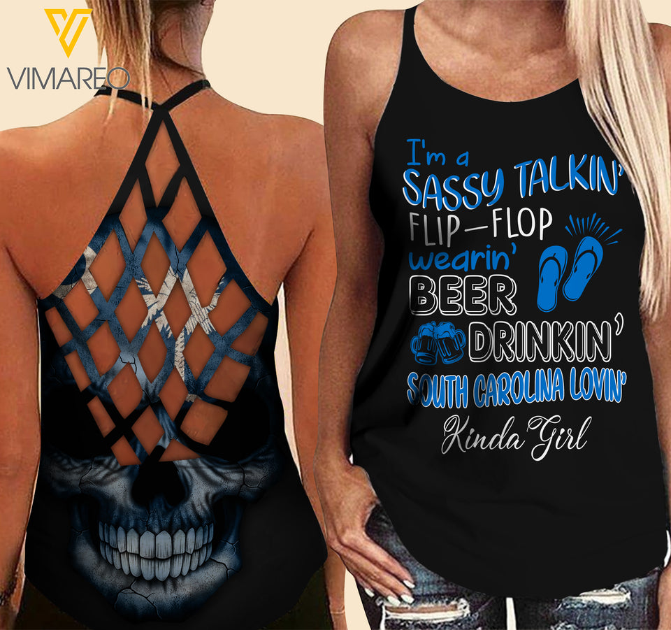 South Carolina lovein' Kinda girl-Criss-Cross Open Back Camisole Tank Top