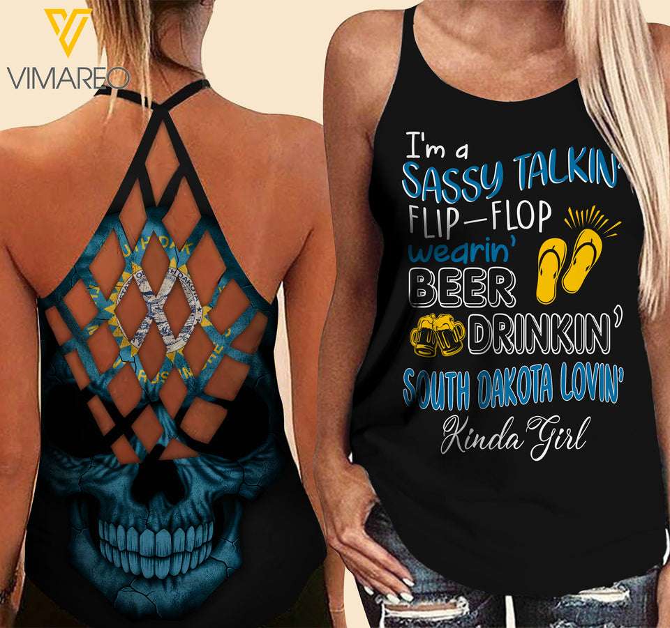 South Dakota lovein' Kinda girl-Criss-Cross Open Back Camisole Tank Top