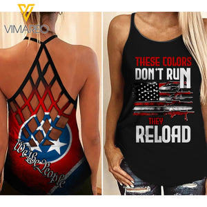 Tennesse Flag girl Criss-Cross Open Back Camisole Tank Top 1404NGBA