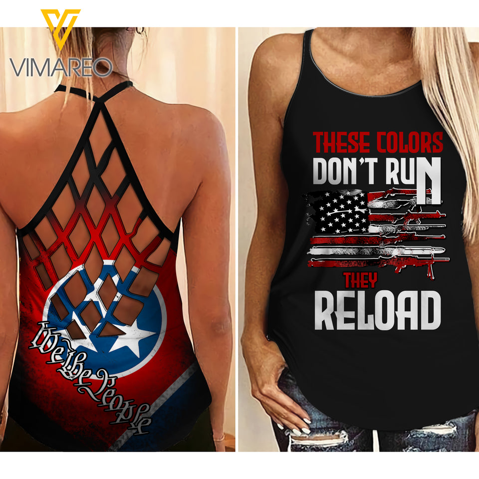 Tennesse Flag girl Criss-Cross Open Back Camisole Tank Top 1404NGBA