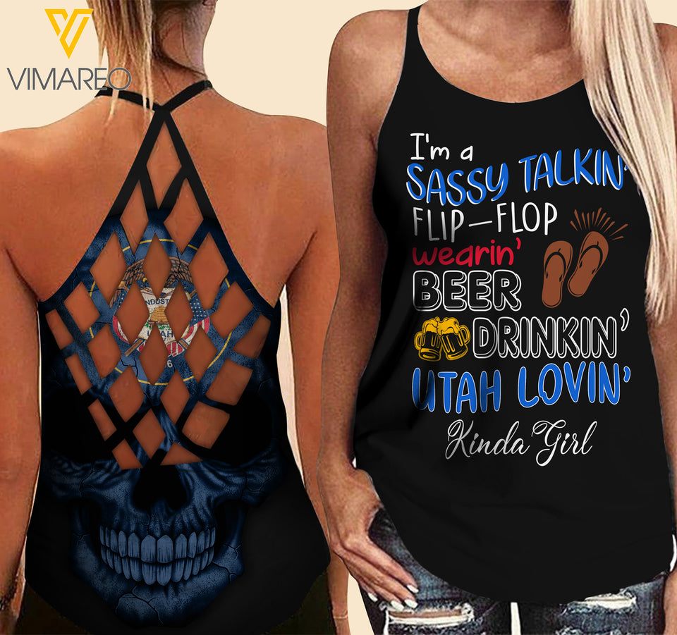Utah lovein' Kinda girl-Criss-Cross Open Back Camisole Tank Top