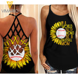 KHMD IN A WORLD FULL OF MOMS BASEBALL Criss-Cross Tank Top 1204
