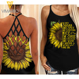 APRIL GIRL SUGAR AND SPICE SUNFLOWER CRISS-CROSS TANK TOP TNMQ1002
