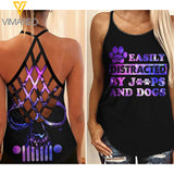 JEEP AND DOGS GIRL CRISS-CROSS TANK TOP SKULL
