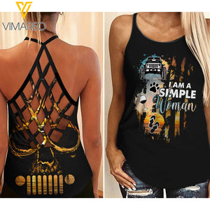 JEEP WINE DOG AND FLIP FLOP CRISS-CROSS TANK TOP SKULL
