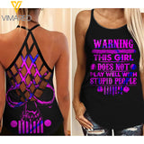 JEEP WARNING GIRL CRISS-CROSS TANK TOP SKULL