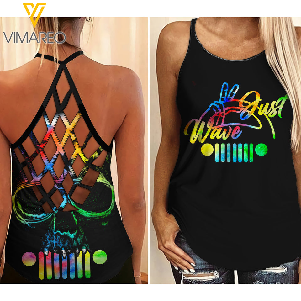 JUST WAVE CRISS-CROSS TANK TOP JEEP GIRL