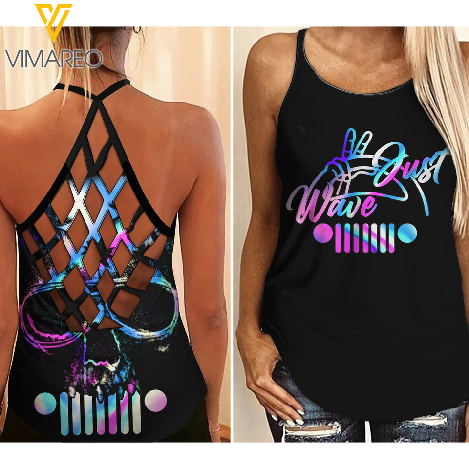 JUST WAVE CRISS-CROSS TANK TOP JEEP GIRL
