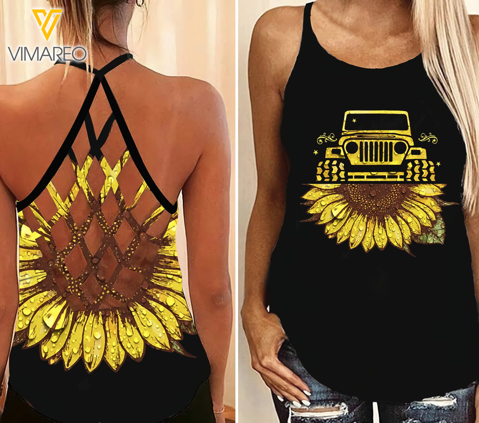 JEEP SUNFLOWER CRISS-CROSS TANK TOP