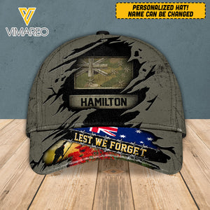 PERSONALIZED AUSTRALIAN LEST WE FORGET PEAKED CAP QTVQ0703