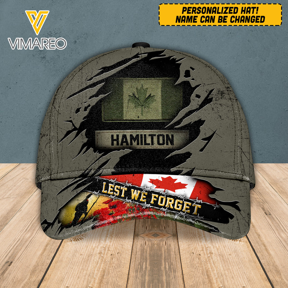 PERSONALIZED CANADIAN LEST WE FORGET PEAKED CAP QTVQ0703