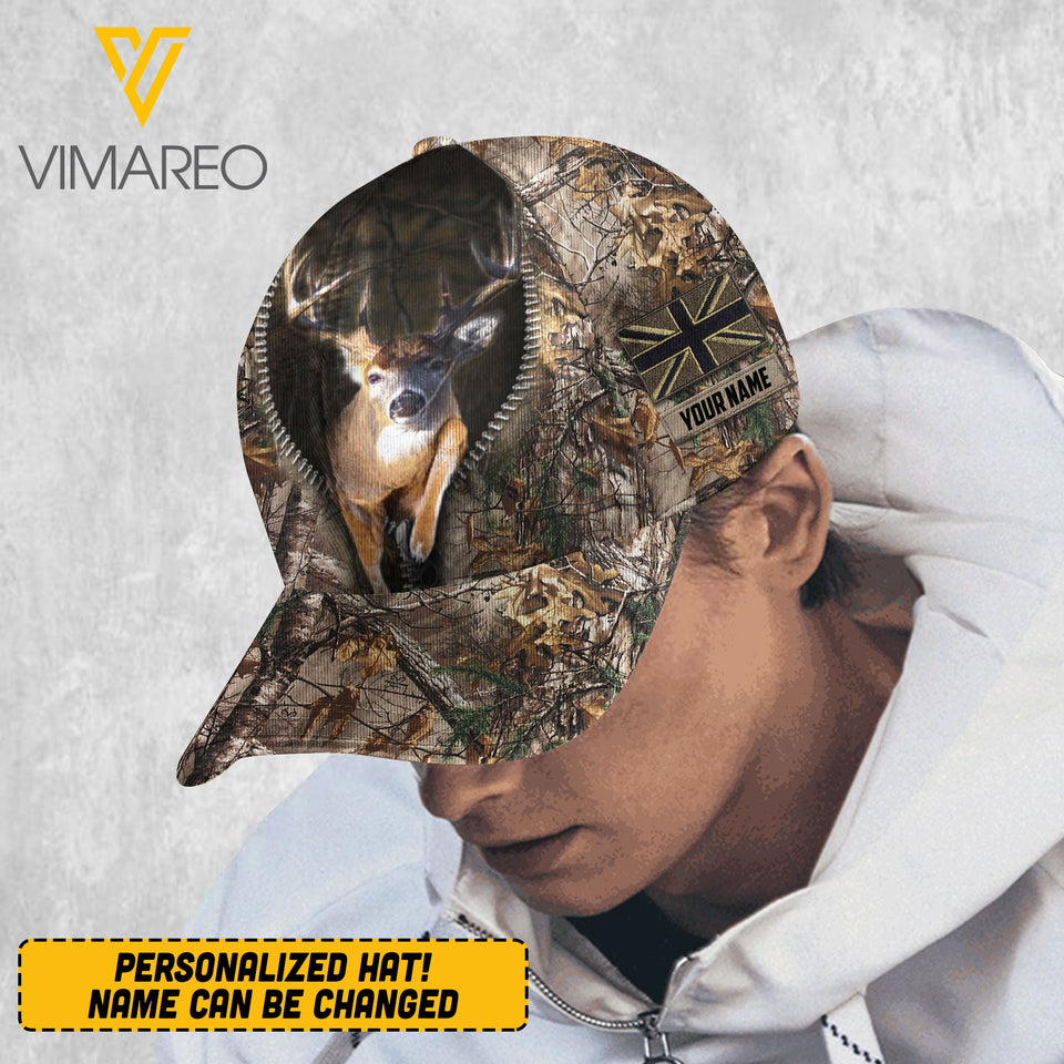 Personalized UK Deer hunting Peaked Cap QTHQ03