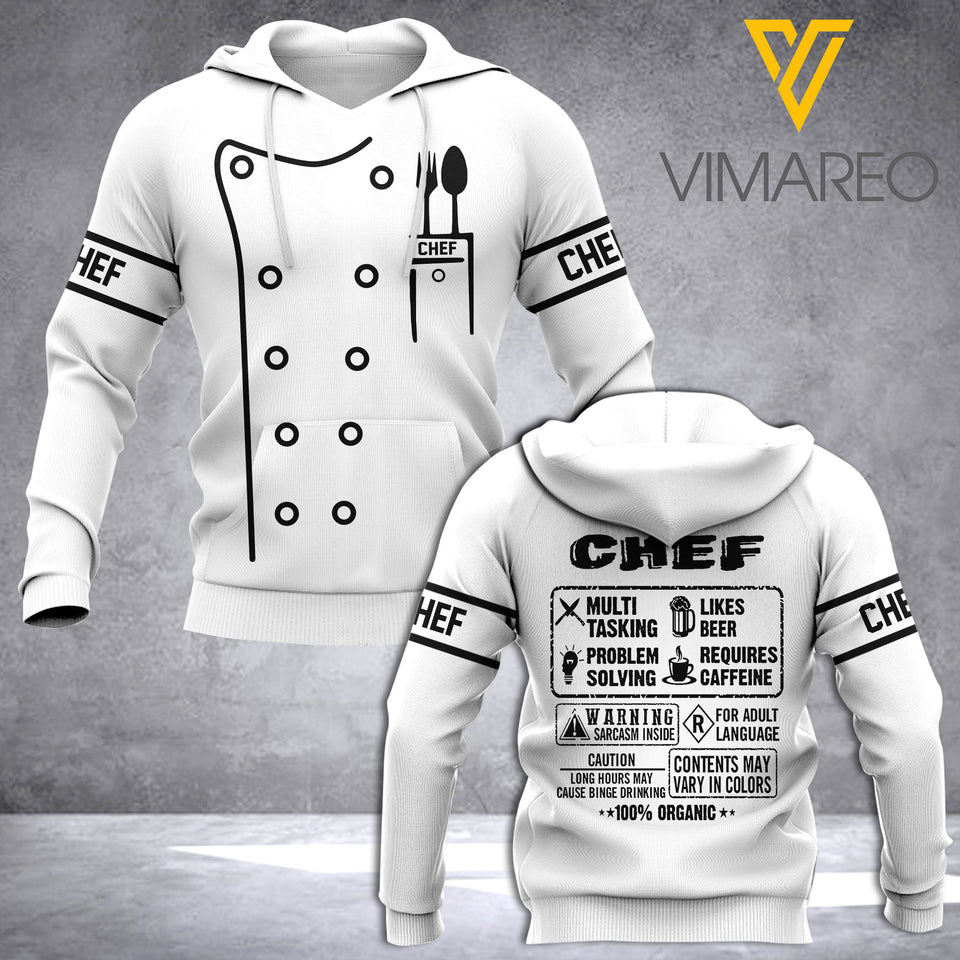CHEF - ORGANIC HOODIE 3D PRINTED NQA