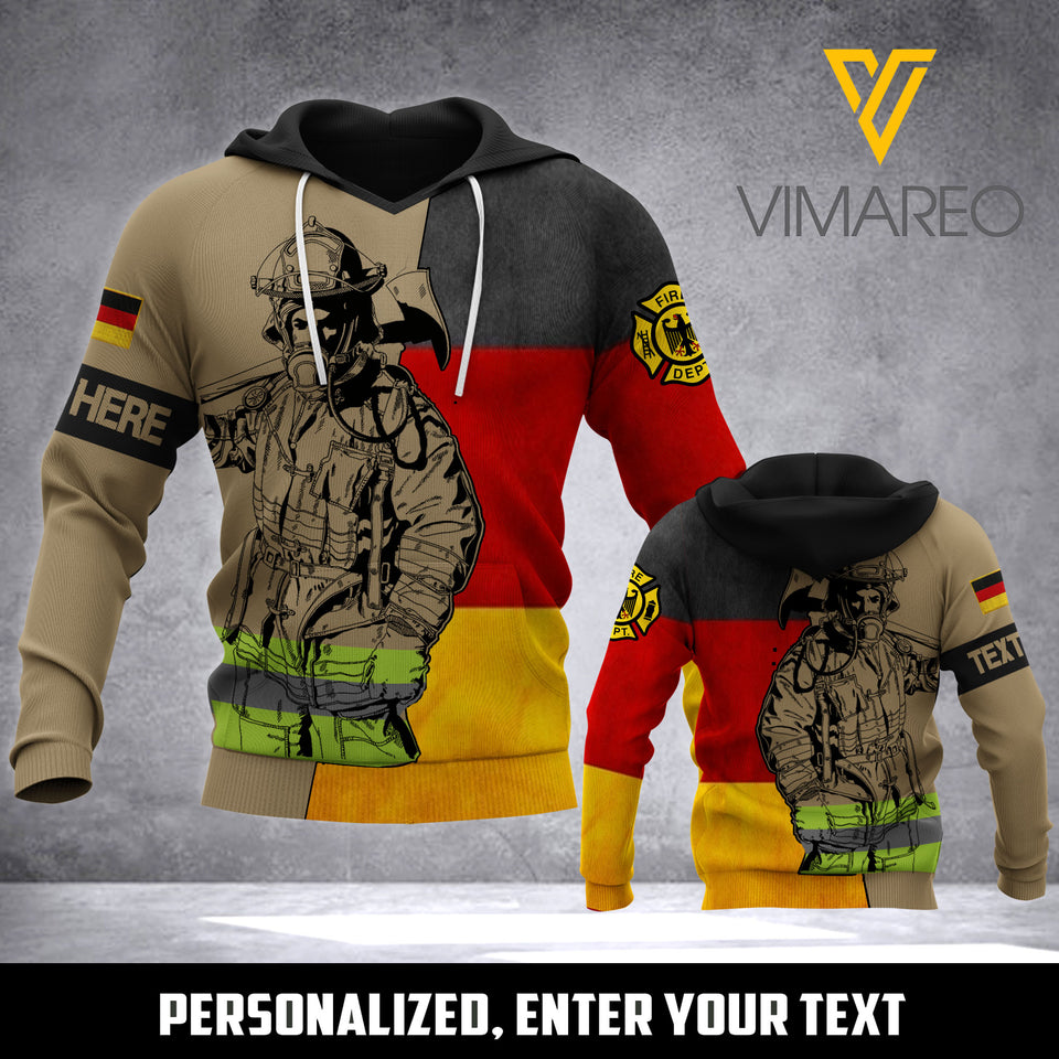 German Firefighter Flag Customized 3D Printed Shirt