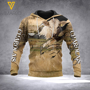 CHAROLAIS CATTLE HOODIE 3D PRINTED QTVQ2611