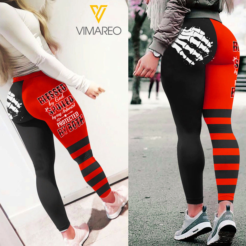 BLESSED BY GOD SPOILED BY MY ARBORIST CHRISTMAS LEGGING 3D PRINTED QTVQ2011