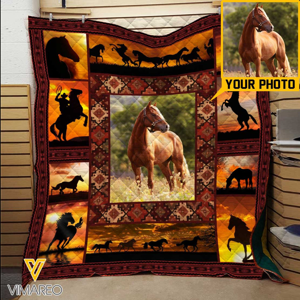 PERSONALIZED HORSE PRINTED BLANKET QTVQ0612