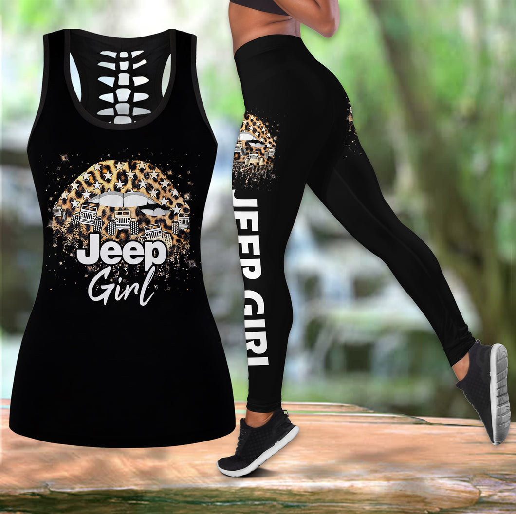 JEEP GIRL MOUTH LEOPARD TANK+LEGGING 3D PRINTED QTVQ1307