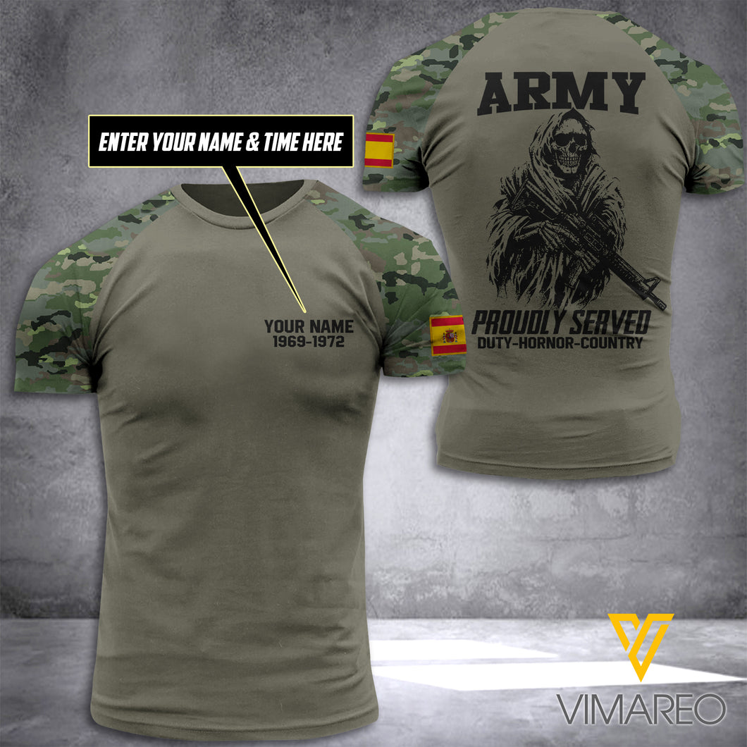 Customized Spain Camo 3D Printed Shirt