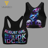 August girl SKull 3D printed Sport bra