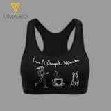 Simple woman- Running and cat 3D printed Sport bra