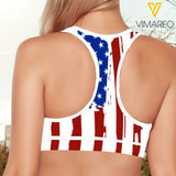America Flag Running team 3D printed Sport bra