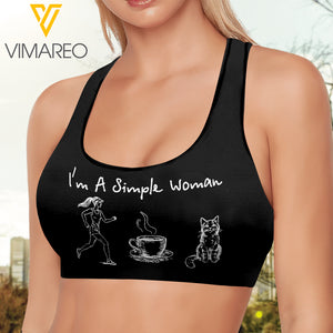 Simple woman- Running and cat 3D printed Sport bra