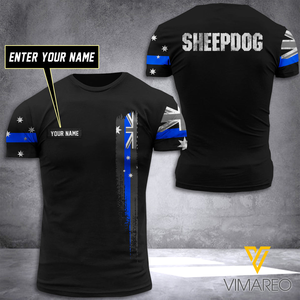 Australia Blue line Flag Sheepdog Customized 3D PRINTED SHIRT