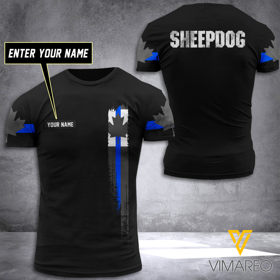 Canada Blue line Flag Sheepdog Customized 3D PRINTED SHIRT